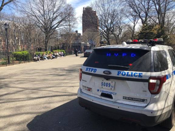 Police had stepped up patrols inside Tompkins Square following two shootings days apart last month. One innocent bystander was struck by a bullet that shattered her hip. Photo: Keith J. Kelly