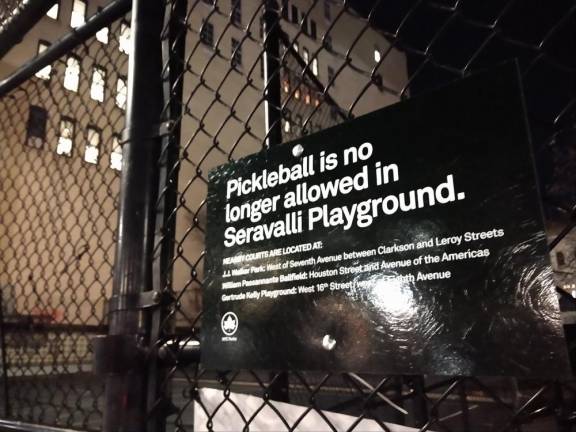 <b>The Upper East Side is the latest battleground pitting enthusiasts of pickleball, the fastest-growing sport in the nation, against non-players who say they are losing playground and recreational space to the pickleballers</b>. <b>In Greenwich Village’s Seravalli Park, the feud led to a total ban on pickleball. </b>Photo: Flickr
