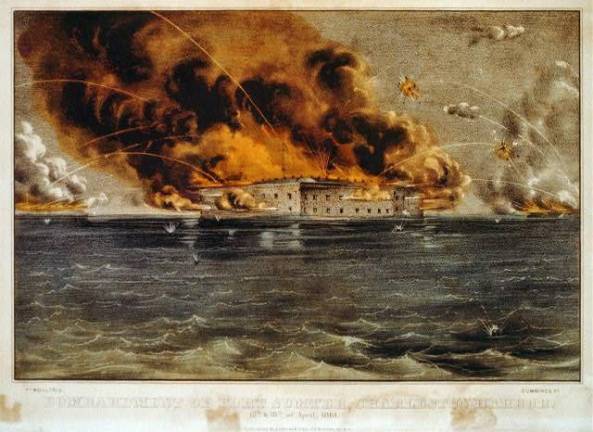 “The Bombardment of Fort Sumter in Charleston Harbor,” a lithograph by Currier &amp; Ives. (Nathanial Currier was a member of All Souls.)