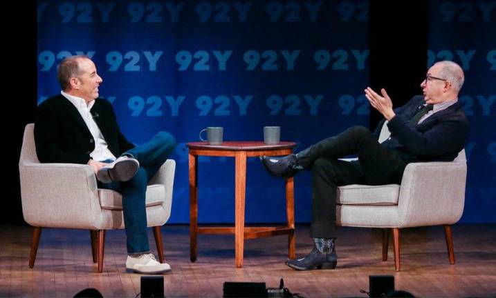 Jerry Seinfeld with Barry Sonnenfeld at the 92Y in March, 2020. Photo courtesy of 92Y