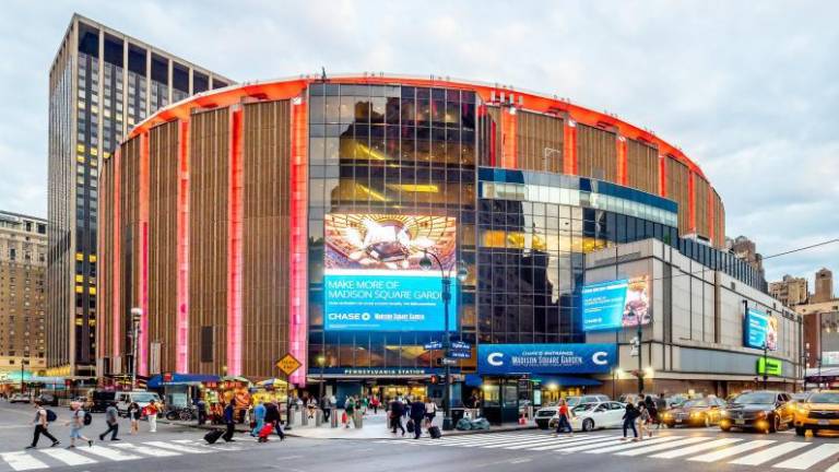 Madison Square Garden, home of the Knicks and Rangers, won’t be rocking quite as often now that the Knicks have been eliminated from the playoffs. But the Rangers are continuing their first quest for their first Stanley Cup since 1994. Photo: Wikimedia Commons