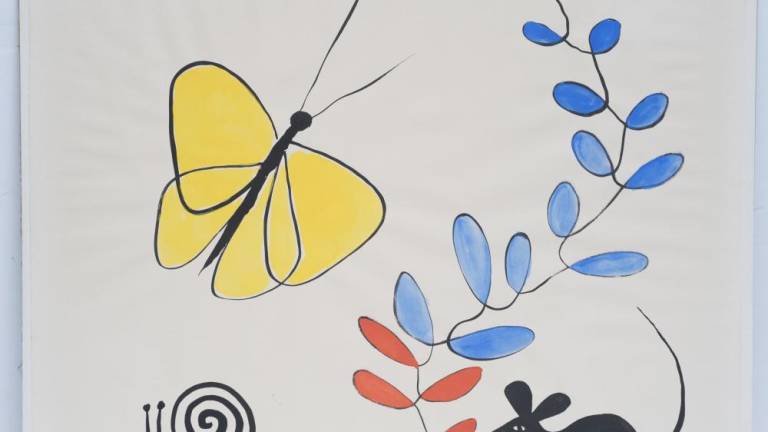 Alexander Calder, “Butterfly, Mouse and Snail”, Gouache, Signed and dated 1968 lower right, 23” x 30 3/4”, Calder Foundation Registration #A06050, Photo courtesy Christopher Bishop Fine Art