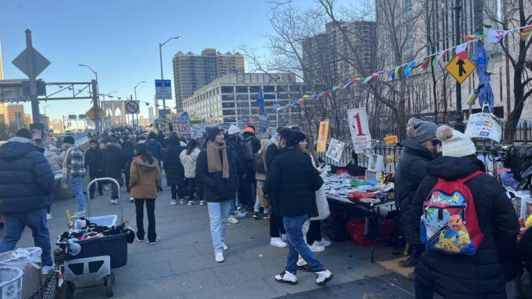 Vendors line the approach to Brooklyn Bridge on Jan. 2, the day before the new DOT rule came into effect.