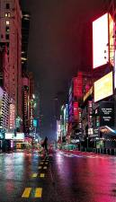A photo taken at approximately 8 p.m. on Saturday, March 28, 2020, looking down a deserted 42nd Street just over a week after COVID-19 was declared a global pandemic.