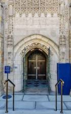 Entrance to Sterling Memorial Library at Yale University.
