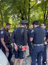 Police handcuffed a biker they detained in Central Park on the morning of May 10 around 7:30am. Police had not responded to a query as to why the biker was retained and what if any charges/citations were issued. But it sparked outrage on a pro-bike subreddit.