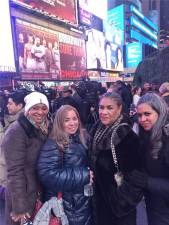 Hundreds of teachers were treated to see Chicago including four from PS 192 in Manhattan (from left) Claribel Riss, Lynette Hernandez, Mayra Cruz and Camille Hatch. And while enjoying the show, they said schools are still coping with COVID related problems in schools. Photo: Keith J. Kelly