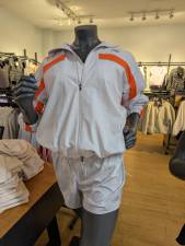 Running jacket and other clothes at Fleet Feet Columbia Circle.