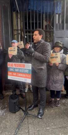 City Council Member Christopher Marte (above) helped spearhead a rally in front of 139 Thompson St. on Friday, Feb. 20, where he called its possible demolition “terrible.”