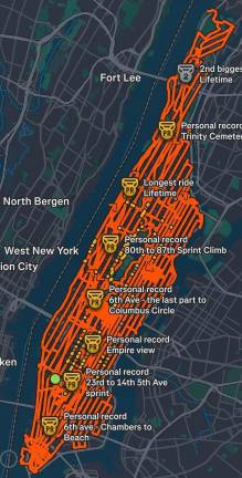 As evidence, the anonymous biker posted a map of his route, created using the exercise app Strava, which shows the 305-mile entirely in Manhattan journey over a five-day period.