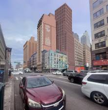 A rendering shows the proposed development 20-story development at 257 Canal Street, which would include 89 permanently low-income homes in SoHo.
