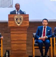 Erich Ulrich sitting to the right of Mayor Eric Adams in September of 2022, when he was the Department of Buildings Commissioner. He has now been indicted by the Manhattan District Attorney for various alleged counts of bribery undertaken in that role (and others).