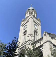 For the first time in over 20 years, the four clock faces were illuminated and the clock was telling the correct time. at Most Holy Redeemer Church in the East Village. New bells were ringing out the tune of Silent Night. Photo: New York Archdiocese