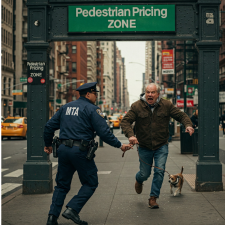 If the new legislation is approved, scenes like the above with police enforcing a new pedestrian pricing toll, could be commonplace.