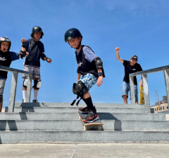 Locals Surf School is offering a weekly beachside skate camp for kiddos, at Rockaway, between June 30 and August 25.