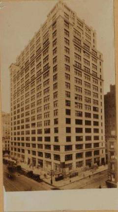 A 1923 photo of an office tower on Seventh Avenue in Chelsea, built just three years earlier, that for over half-a-century served as the hub of the city&#x2019;s Fur District. Photo: New York Public Library Digital Collection / via OldNYC