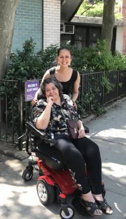 Marni Halasa and Alida Reyes, a disabled senior public housing tenant at Elliott-Chelsea NYCHA. Photo courtesy of Halasa’s campaign