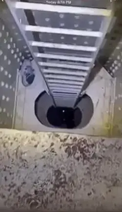 The shaft that 16-year-old Frank Allocca fell down on Feb. 16 and was then abandoned as his companions fled. Firefighters finally located him hours later after noticing blood and a shoe to the right of the ladder in the maintenance workers’ shaft.