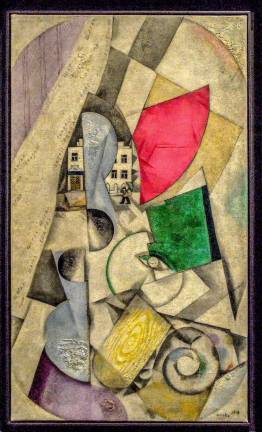 The influence of his years in Paris comes through in Chagall's "Cubist Landscape," from 1919, visiting from the Centre Pompidou where the exhibition originated. Photo: Adel Gorgy