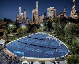 Wollman Rink in Central Park, which has been converted into 14 pickleball courts from summer through fall, is a symbol of the newfangled game’s colonization of racquet sports and the public consciousness.