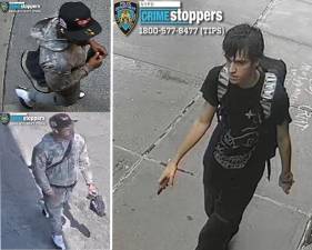Wanted for anti-Jewish hate crime on Whitehall Street (left); Most Holy Redeemer burglary.