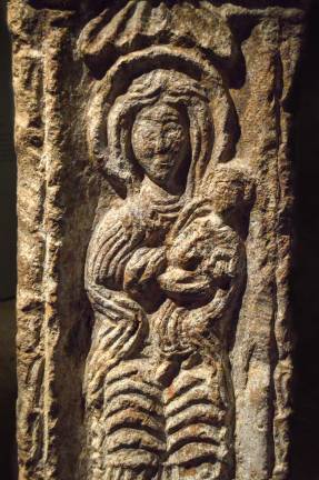 Detail of a Four-Sided Stela from the Monastery of Kharaba depicting the Madonna and Child. Photo: Adel Gorgy.