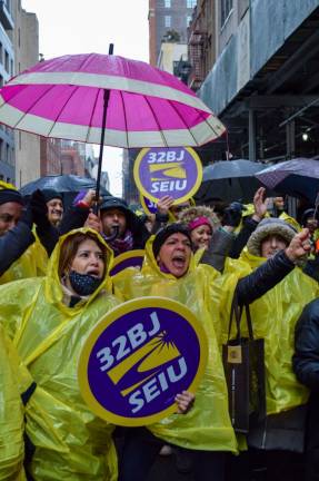 The crowd of protestors wasn’t deterred by the rain or cold. Photo: Abigail Gruskin