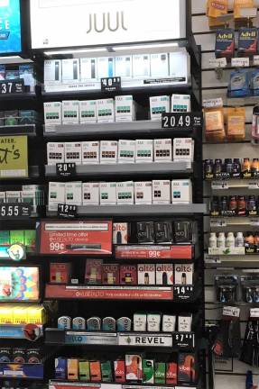 An e-cigarette display in a convenience store.