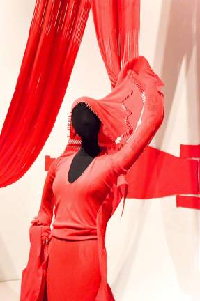 Issey Miyake and Fujiwara Dai's innovative &quot;A&#x2013;POC (A Piece of Clothing) Queen Textile&quot; allows the customer to cut along the dotted lines for sleeve length, bias, neckline or hood, to create the desired garment. Photo: Adel Gorgy