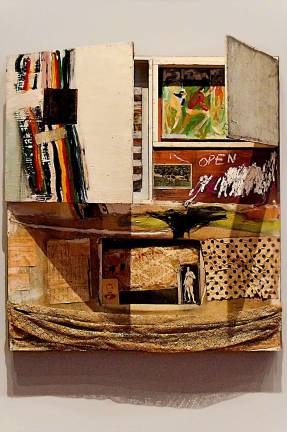 Rauschenberg's “Short Circuit” (1955) contains elements by Jasper Johns, Susan Weil, Elaine Sturtevant, an autograph of Judy Garland and, like many of Rauschenberg's pieces, humble snippets of fabric. Photo: Adel Gorgy