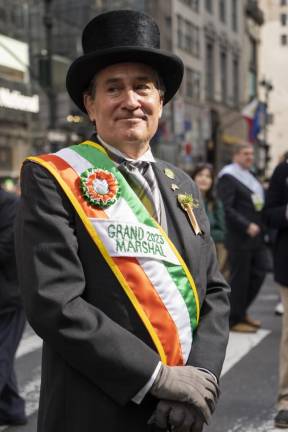 Grand Marshall Kevin Conway, with the investment firm Clayton, Dublier and Rice, leads 150,000 marchers up Fifth Ave. at the 262nd annual St. Patrick’s Day Parade. Photo: NYCmayorsoffice, Flickr