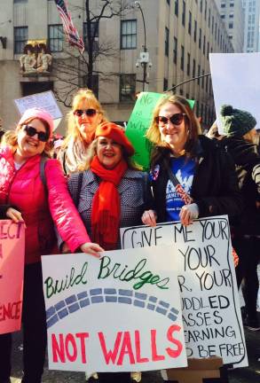Community activist Gwen Goodwin, at center with red beret and scarf, in front of Trump Tower during the January 21st Women's March on NYC. She is challenging incumbent Ben Kallos to represent the Upper East Side. Photo: Gwen Goodwin Campaign