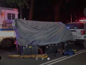 Police tossed a tarp over the area where Deniz died, in Central Park, on June 9.