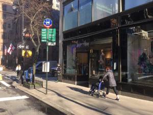 The bus stop at Madison and 71st St.