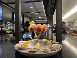 Shrimp, and of course oysters, are a featured offering at the new Tracks Raw Bar, which just opened in Grand Central Madison, the first and so far only restaurant in the 2-1/2-year-old station that is a quarter mile below street level.