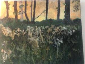 Myrna Socol Eisenberg’s painting, “Yellow Sky at Dawn.” Photo courtesy of Arlene Kayatt