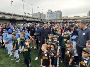 <b>Greenwich Village LL, which uses Pier 40 on the Hudson as its home field, kicks off the 2023 season on the fields on April 1.</b> Photo: Office of Manhattan Borough president Mark Levine