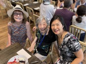 (Right to left): The author with her mother and Lily volunteer Ann, celebrating the mother’s 91st birthday. Photo courtesy of Audrey Wu