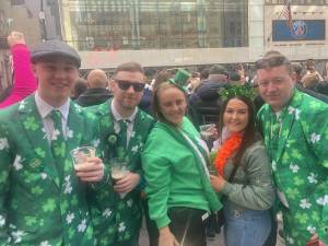This crew from Ireland had special shamrock suits made in Dublin’s famous Spencer’s department store before flying over for the 2024 parade in New York.