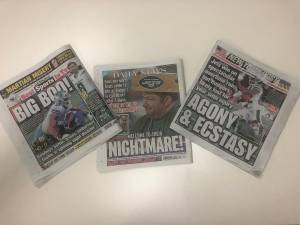 How the city’s two major tabloids covered the locals disastrous week one exploits.