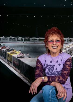 Judy Chicago and her “The Dinner Party” from the 1970s. Photo: ©Donald Woodman