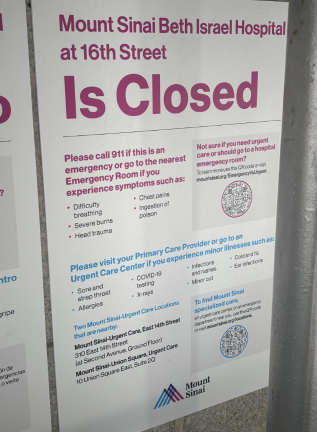 Signs posted outside Beth Israel leave little doubt the facility is closed and is not accepting any patients.