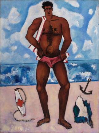 Marsden Hartley (American, 1877-1943), Canuck Yankee Lumberjack at Old Orchard Beach, Maine, 1940–41. Oil on Masonite-type hardboard, 40 1/8 x 30 in. (101.9 x 76.2 cm). Hirshhorn Museum and Sculpture Garden, Smithsonian Institution.