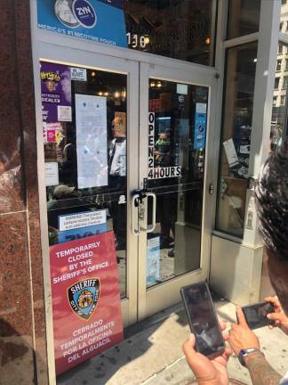 The New City Smoke Shop at 110 Church St. in downtown Manhattan was one of 75 stores that a law enforcement task force shut down for selling cannabis products without a proper license. The store sits one block away from St. Peter’s Church. Illegal shops near schools and churches are top targets in the crackdown. Photo: Keith J. Kelly