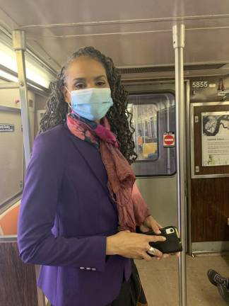 On the subway. Photo via Maya Wiley on Twitter