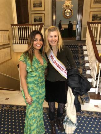 Rhonda S. Binda, Esq, executive director of the Gracie Mansion Conservancy (left) and Magdalena Kulisz from Miss Immigrant USA at the St. Patrick’s Day Breakfast tossed by Mayor Eric Adams at Gracie Maions prior to the start of the parade. Photo: Keith J. Kelly