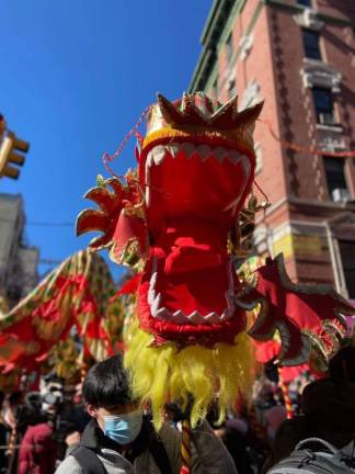 Dance troupes featuring lions and dragons and marching bands make the celebration of the Lunar New Year in Chinatown the most colorful parade in New York. The 25th annual parade starts at 1 pm on Feb. 12th. Photo: Better Chinatown