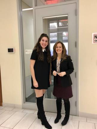 High school student Ava Goldman and CB6 chair Molly Hollister before a transportation committtee meeting on March 5. Photo courtesy of CB6