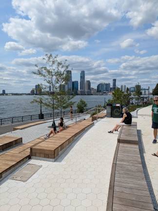 The terraces looking toward northeast toward Jersey City. Note the very skinny trees.