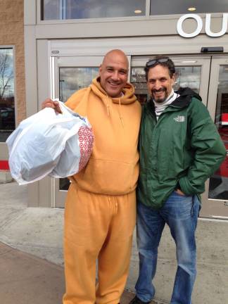 Angel Soler (left) and Stephan Russo shopping for clothes the day Soler was released from prison. Photo: Susan Souder